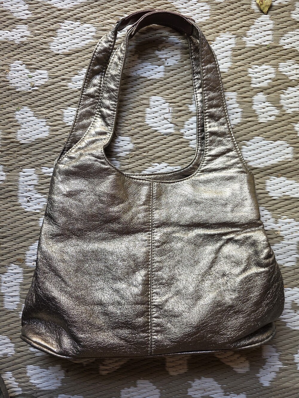 St Johns Bay Vintage Y2K Bronze Metallic Slouchy Hobo Bag Tote 90s Glam Western